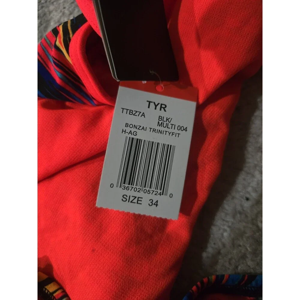 TYR DuraFast One Bonzai Trinityfit 1 pc Swimsuit Orange Multi Size 34 New